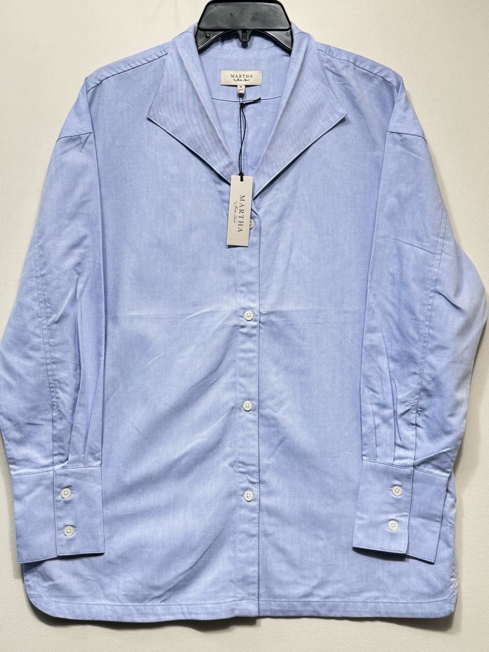 Martha Stewart women’s the relaxed classic fit Light Blue Button-Down Shirt NWT